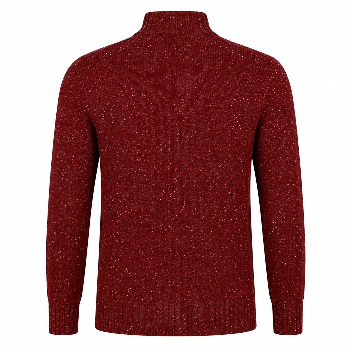 Mens Lambswool Mix Nep 1/4 Zip - Wine