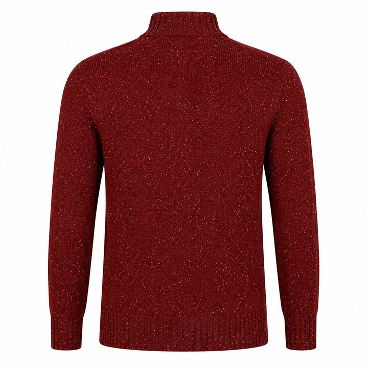 Mens Lambswool Mix Nep 1/4 Zip - Wine