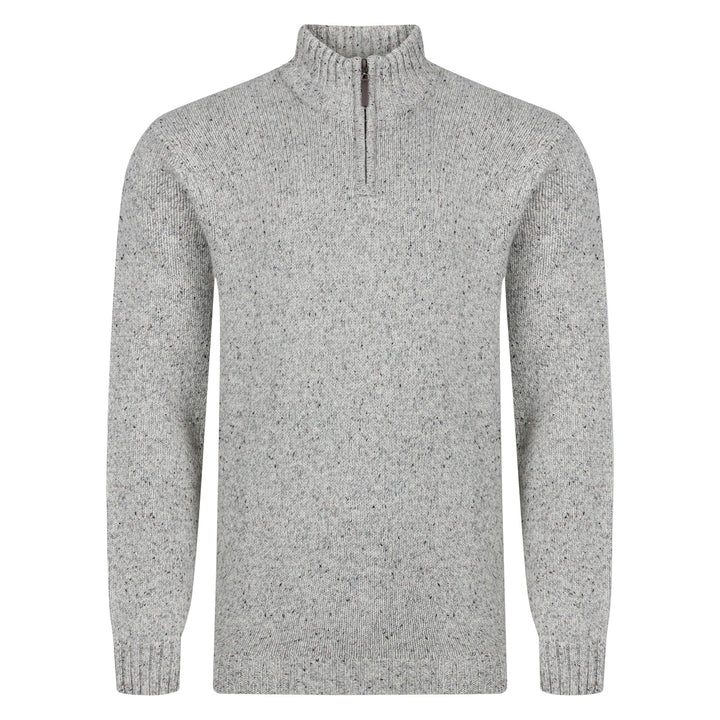 Mens Lambswool Mix Nep 1/4 Zip - Pebble