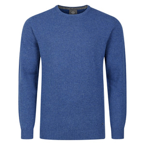 Mens Crew Neck Lambswool Sweater - Blue