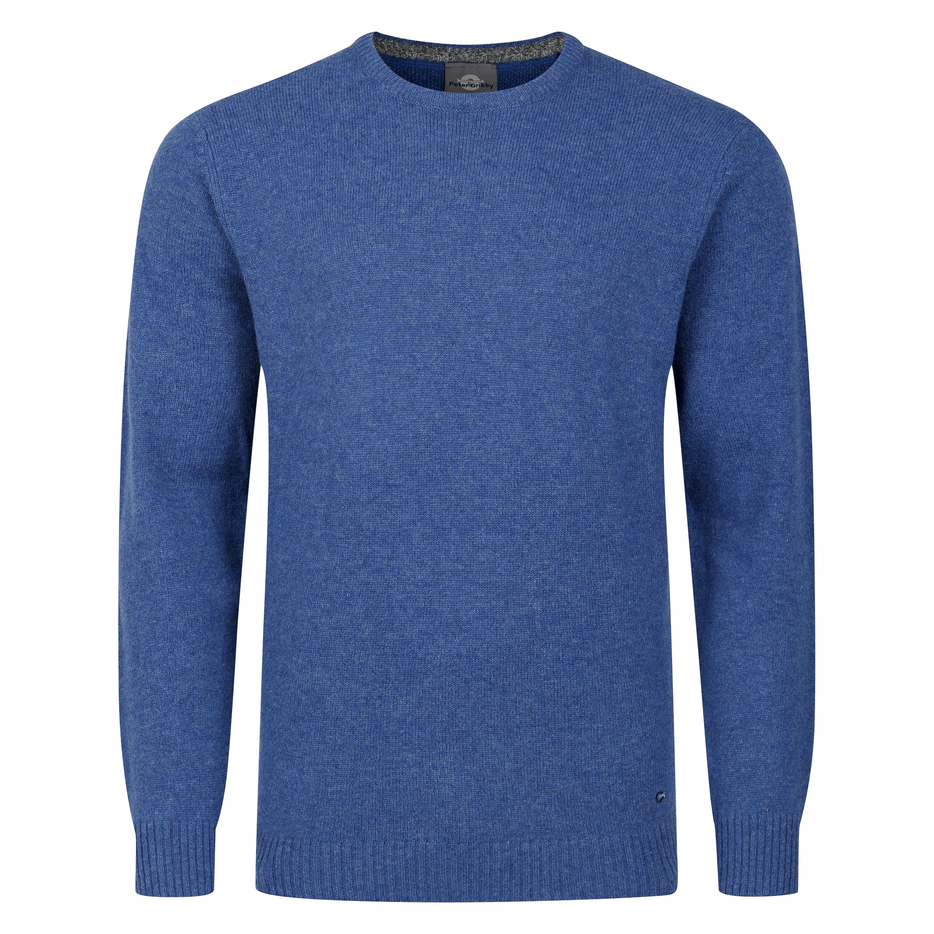 Mens Crew Neck Lambswool Sweater - Blue