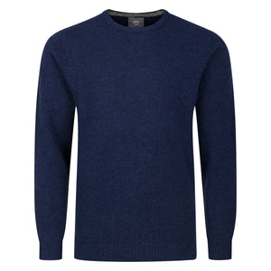 Mens Crew Neck Lambswool Sweater - Navy