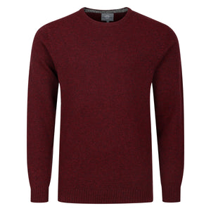 Mens Crew Neck Lambswool Sweater - Wine