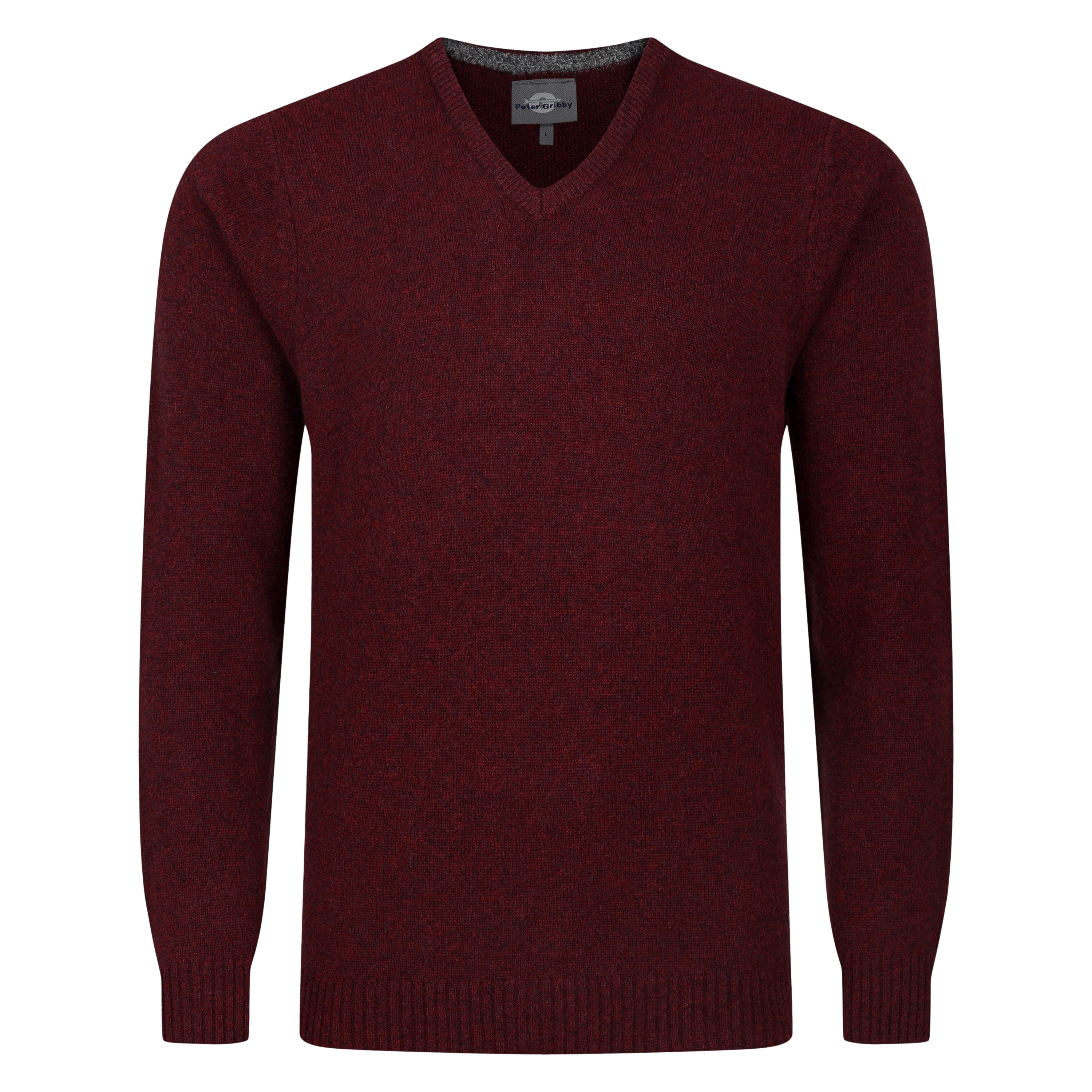 Mens V Neck Lambswool Sweater - Wine