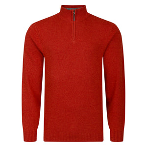 Mens Lambswool Quarter Zip Sweater - Copper