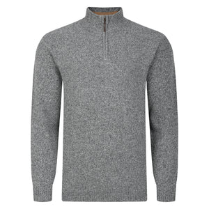 Mens Lambswool Quarter Zip Sweater - Grey Marl
