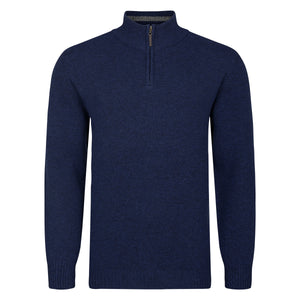 Mens Lambswool Quarter Zip Sweater - Navy