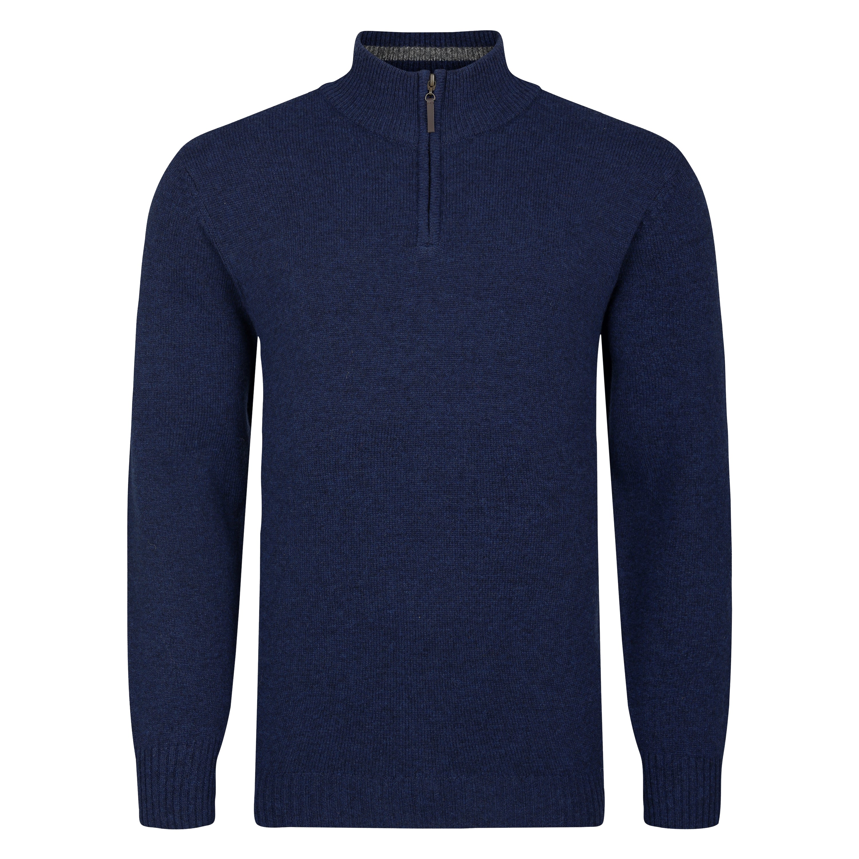 Mens Lambswool Quarter Zip Sweater - Navy