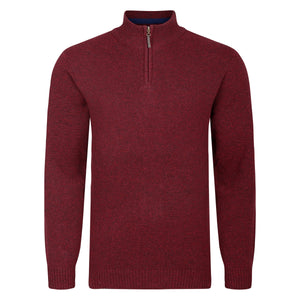 Mens Lambswool Quarter Zip Sweater - Wine