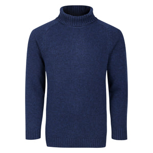 Mens Lambswool Roll Neck Jumper - Navy