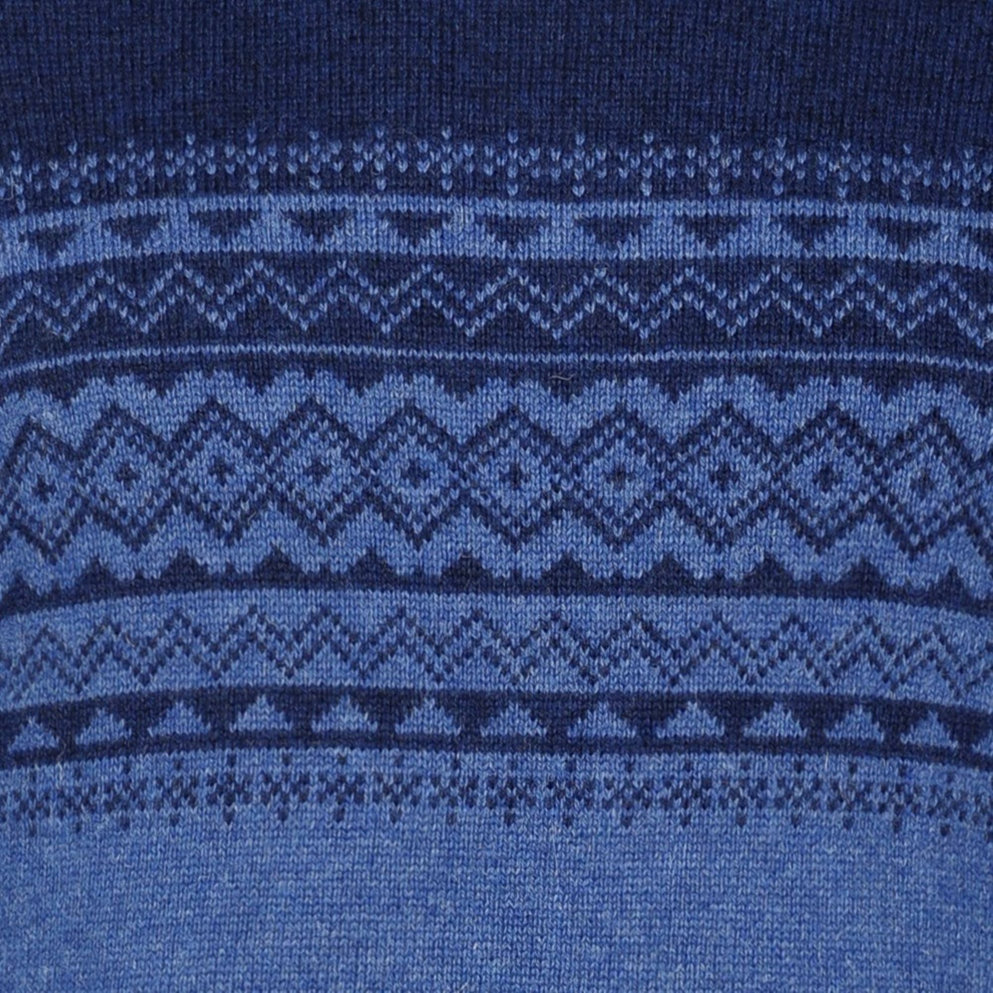 Mens Fairisle Yoke Crew Neck Sweater - Blue