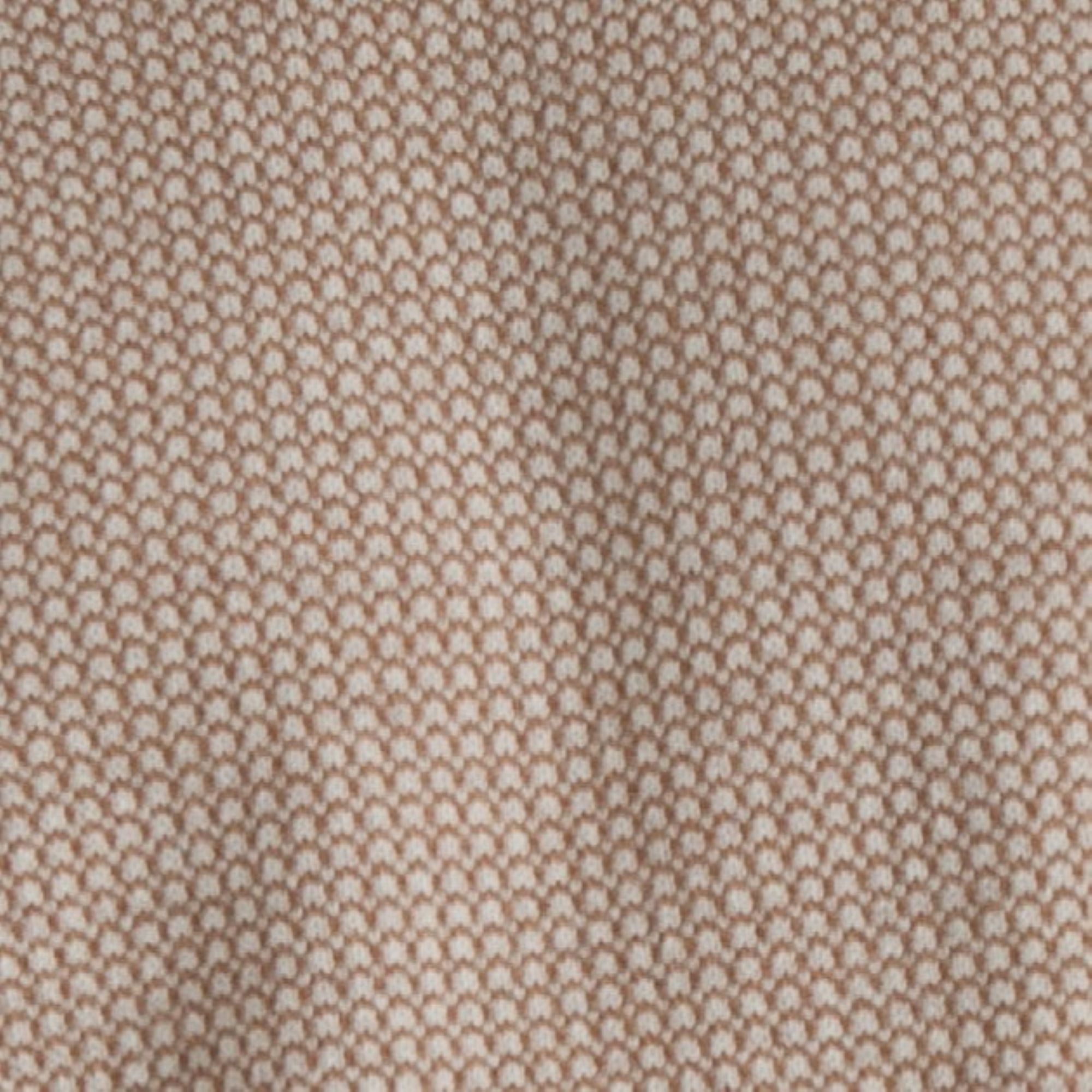 Mens Bi Colour Jacquard Crew Neck Jumper - Caramel
