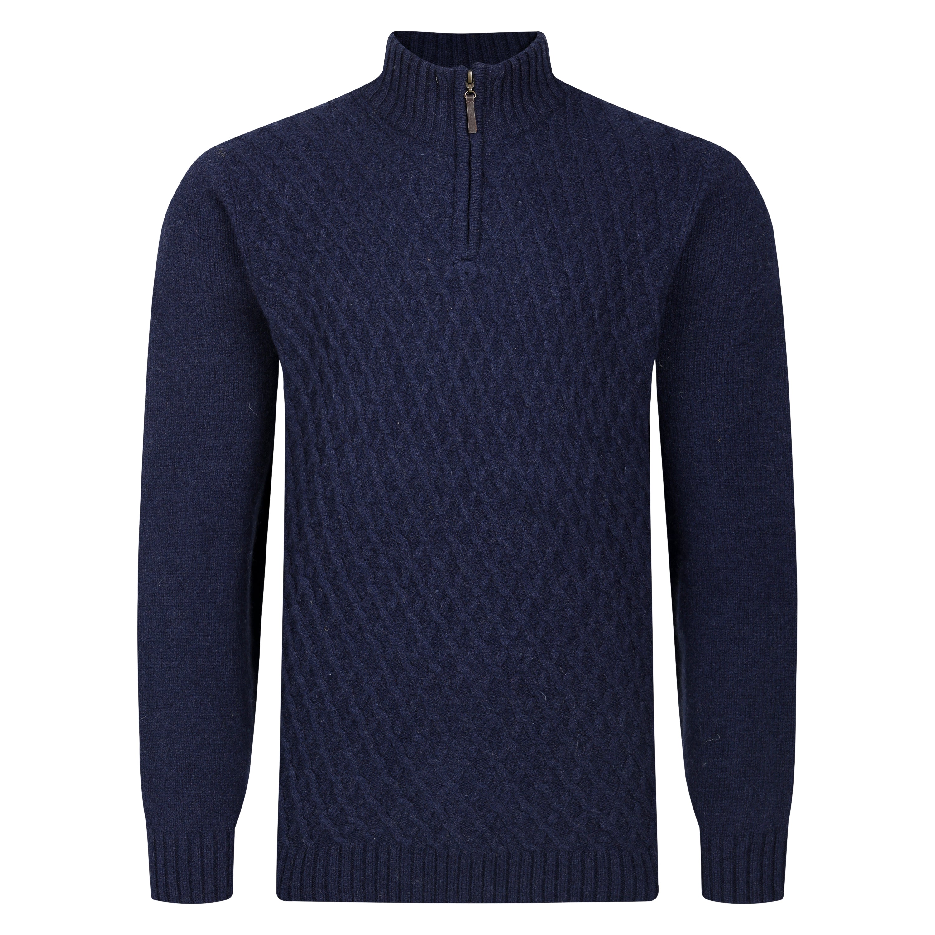 Mens Patterned Quarter Zip Jumper - Navy