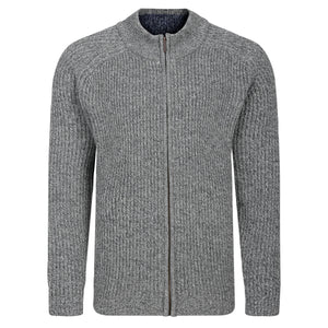 Mens Ribbed Zipper Jacket - Grey Marl