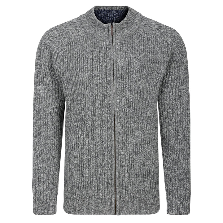 Mens Ribbed Zipper Jacket - Grey Marl