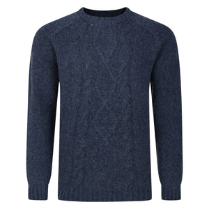 Mens Cable Front Crew Neck Jumper - Midnight