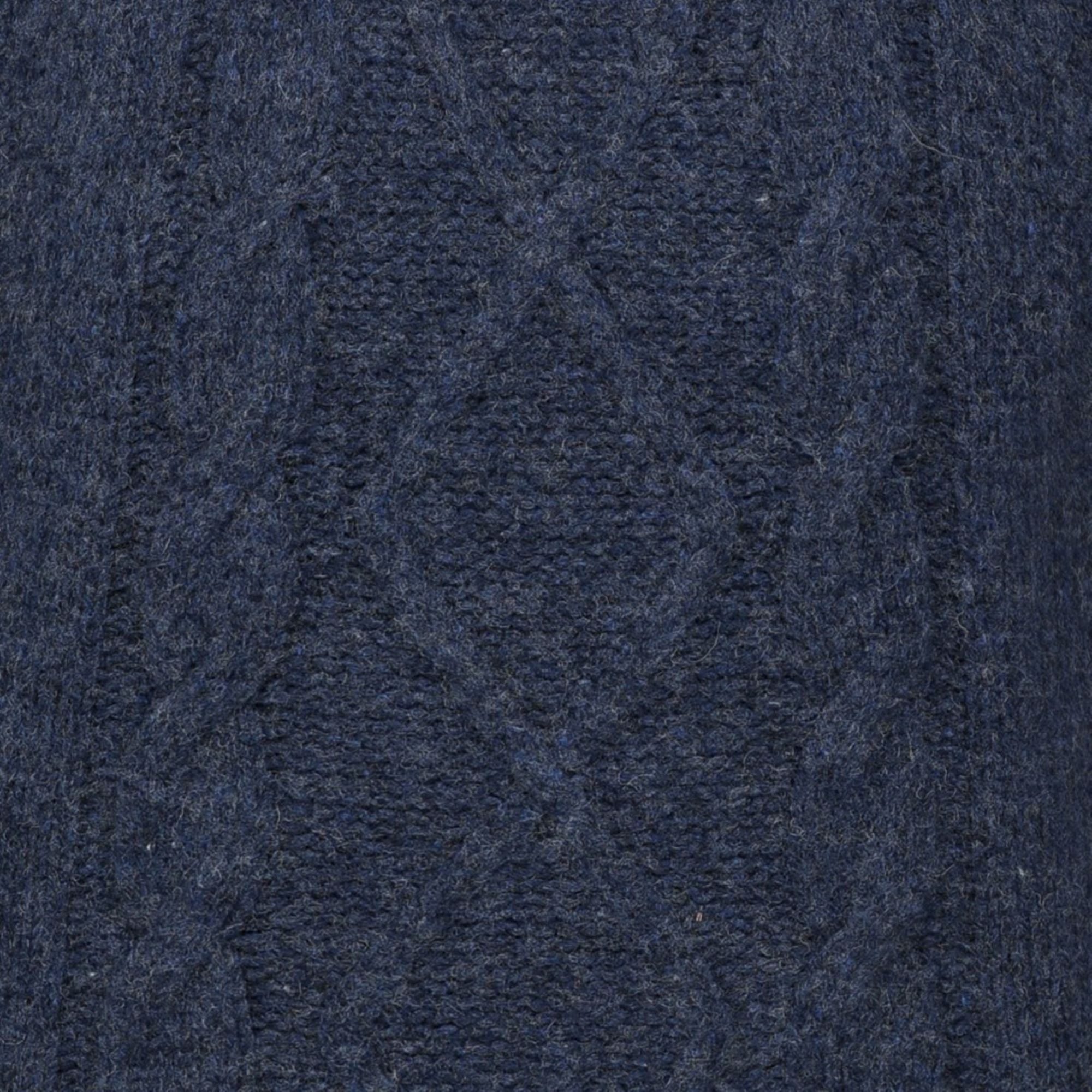 Mens Cable Front Crew Neck Jumper - Midnight
