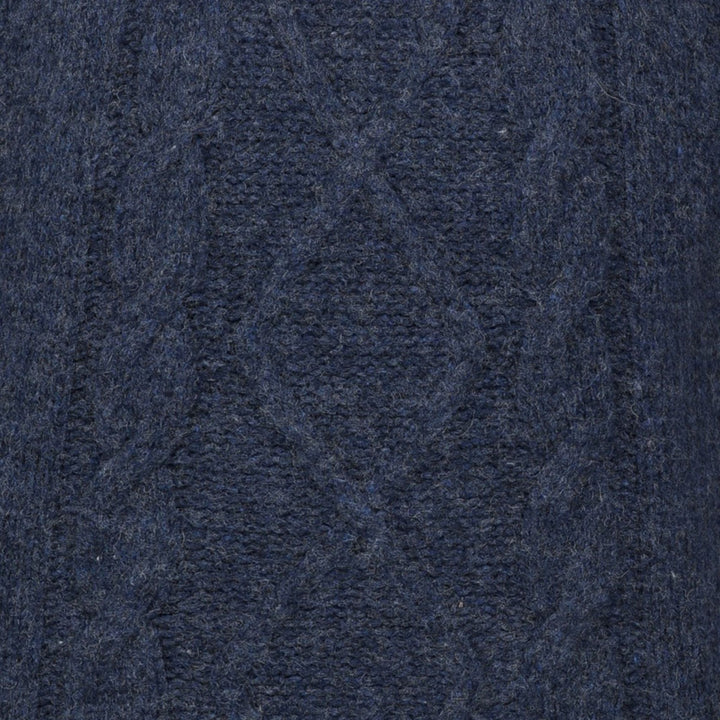 Mens Cable Front Crew Neck Jumper - Midnight