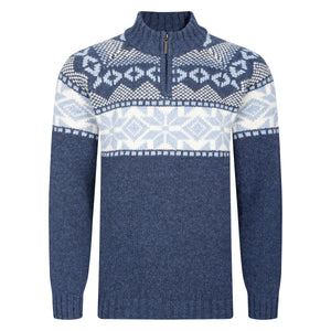 Mens Nordic Quarter Zip Sweater - Midnight