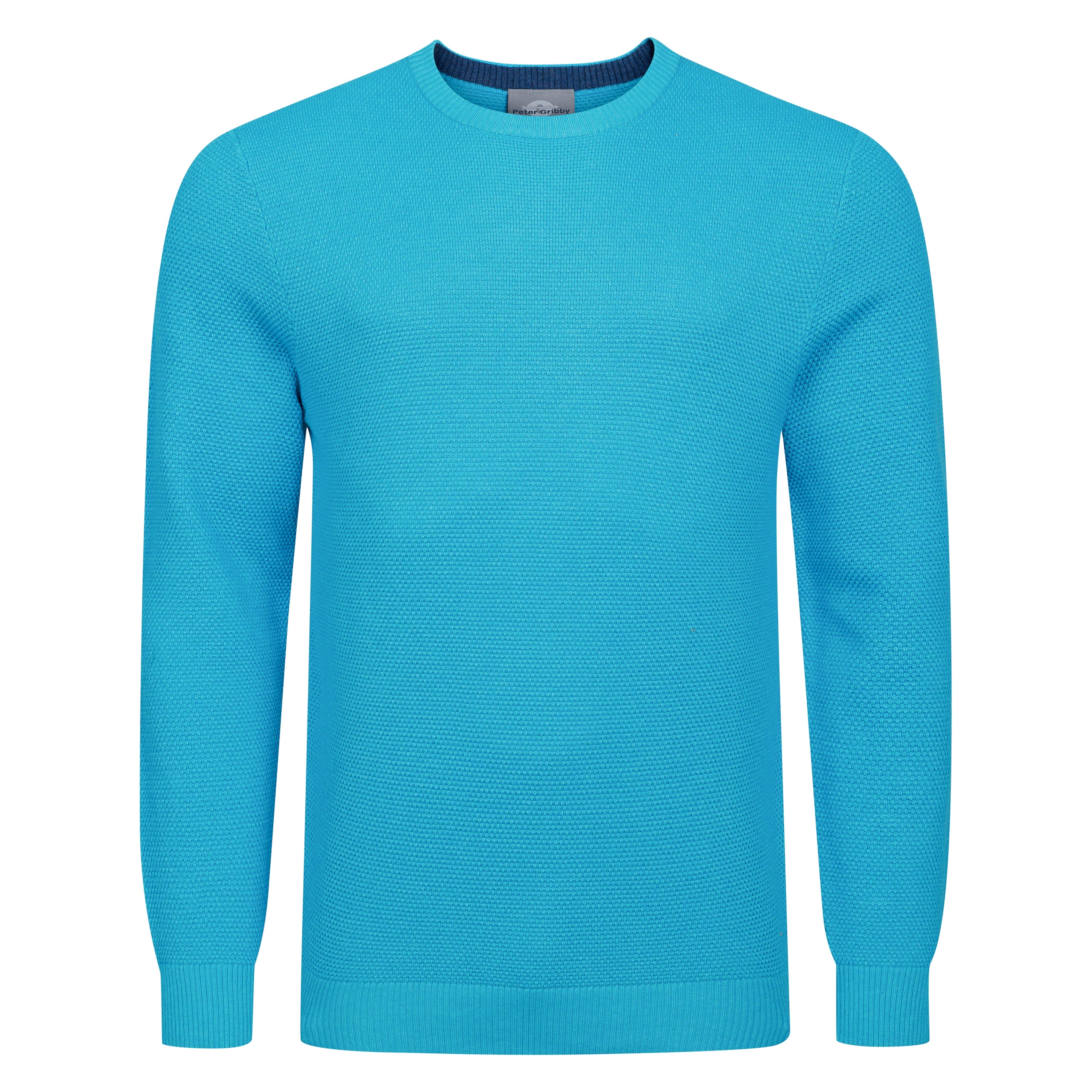 Peter Gribby Premium Combed Cotton Crew Neck Jumper - Aqua