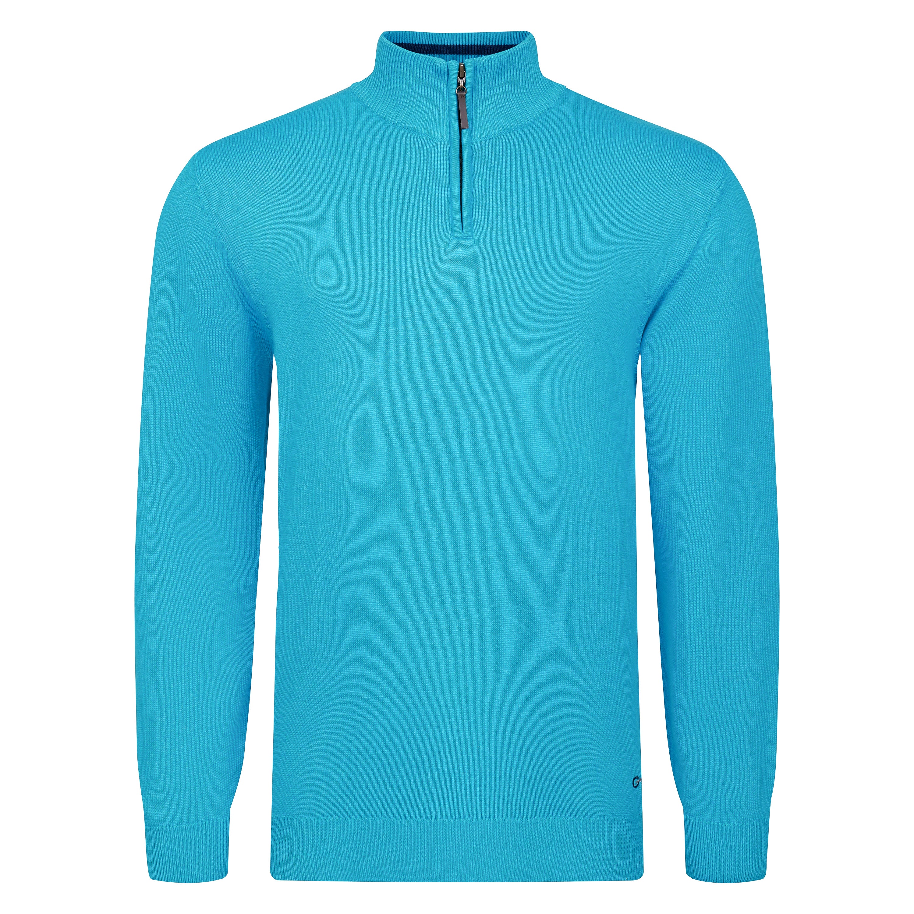 Peter Gribby Premium Combed Cotton ¼ Zip Jumper - Aqua