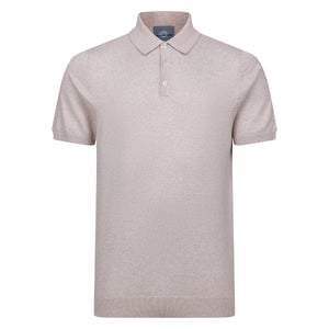Peter Gribby Short Sleeve Knitted Polo - Stone