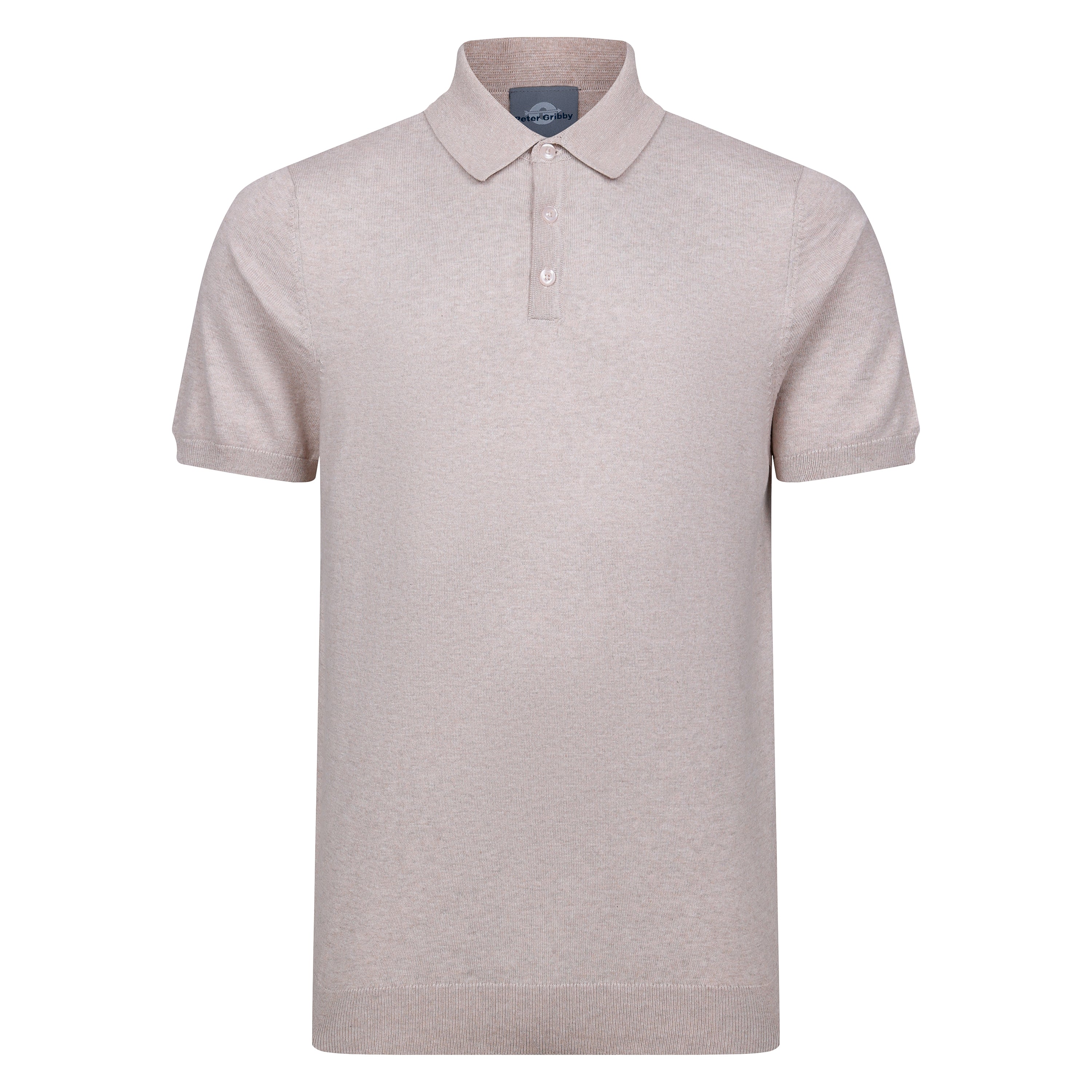 Peter Gribby Short Sleeve Knitted Polo - Stone