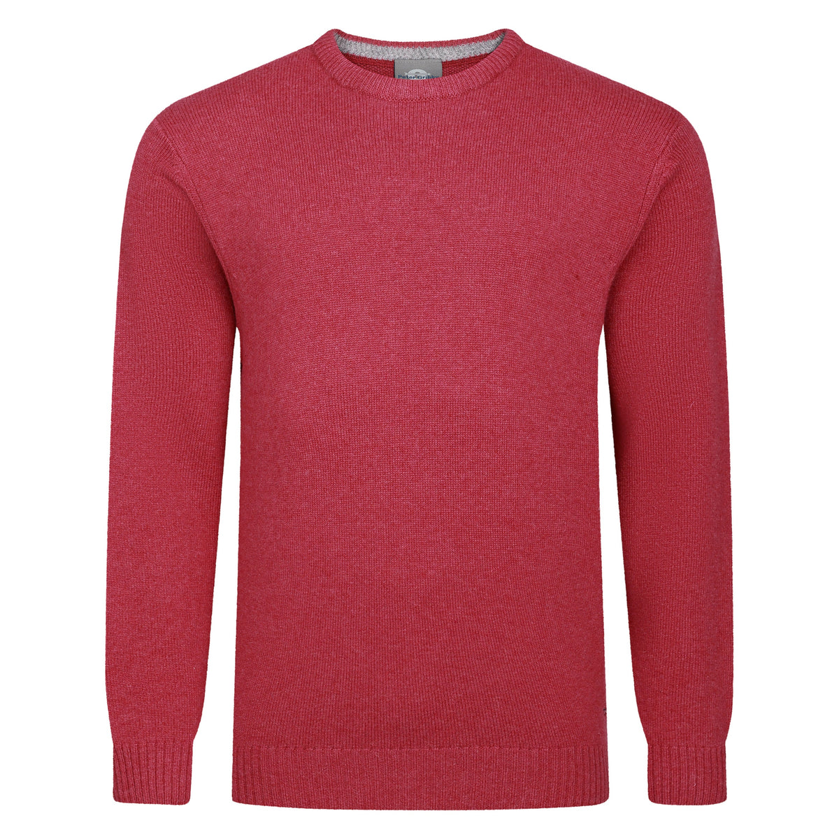 Mens Lambswool Crew Neck Jumper - Raspberry