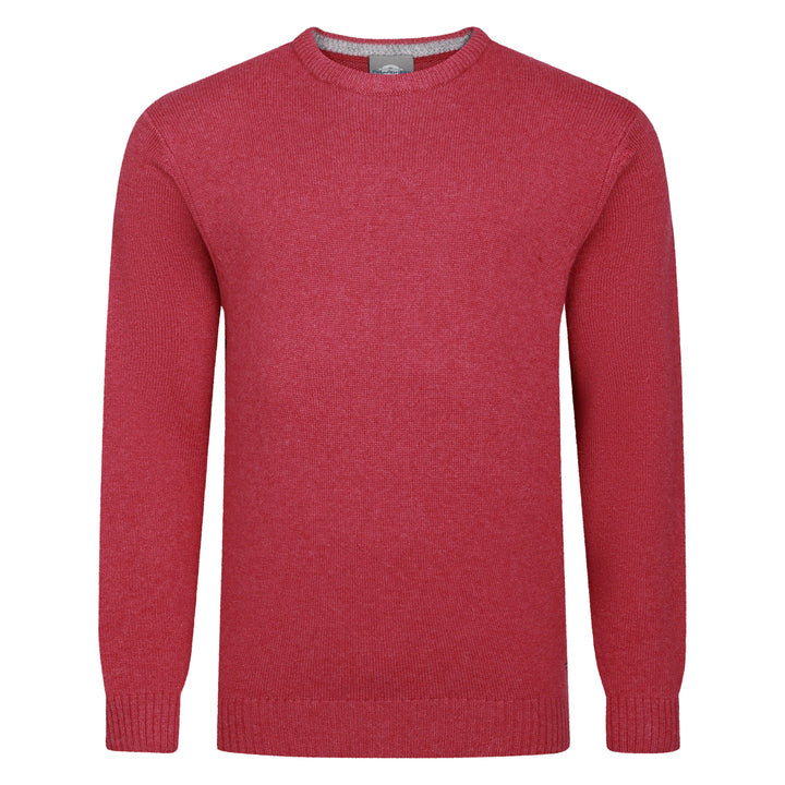 Mens Lambswool Crew Neck Jumper - Raspberry