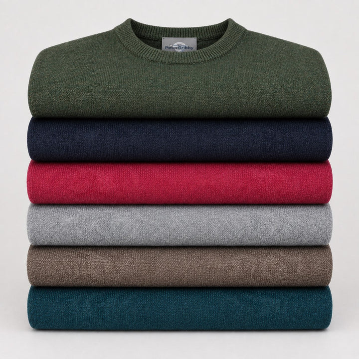 Mens Lambswool Crew Neck Jumper - Navy