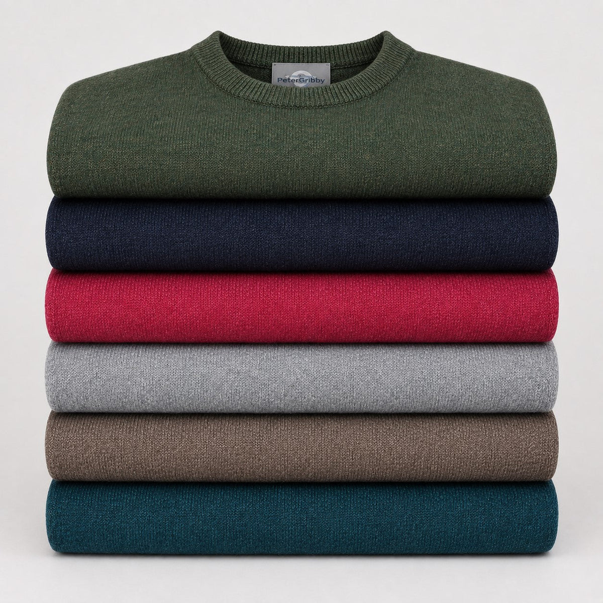 Mens Lambswool Crew Neck Jumper - Silver