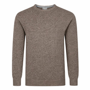 Mens Lambswool Crew Neck Jumper - Taupe