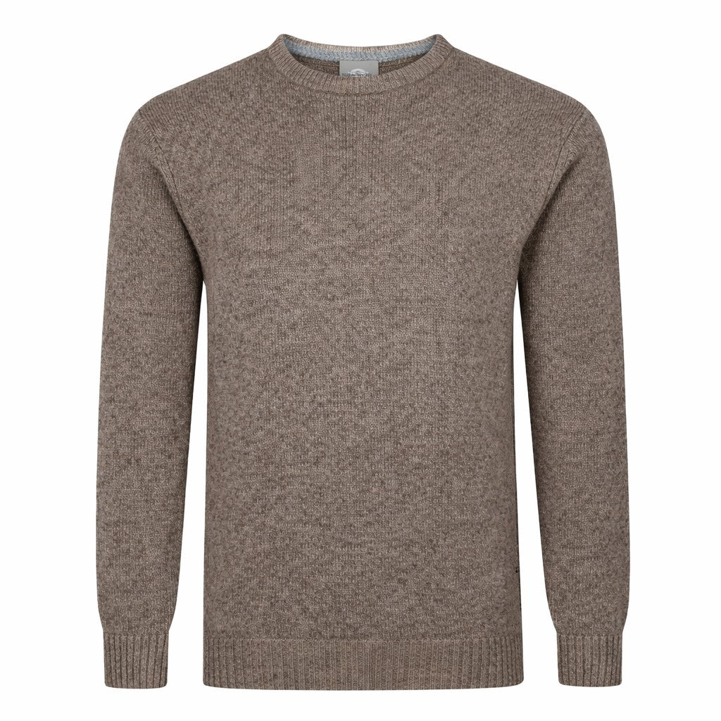 Mens Lambswool Crew Neck Jumper - Taupe