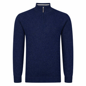 Mens Lambswool ¼ Zip Jumper - Navy