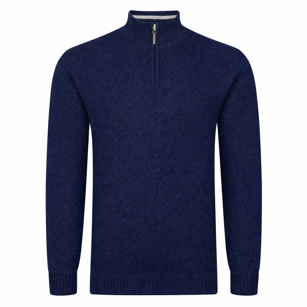 Mens Lambswool ¼ Zip Jumper - Navy