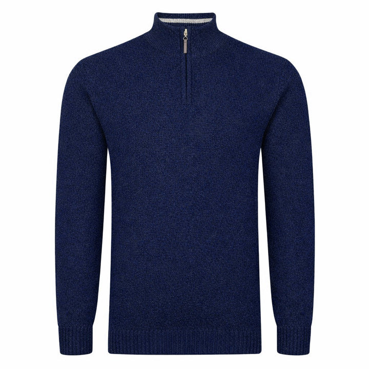 Mens Lambswool ¼ Zip Jumper - Navy
