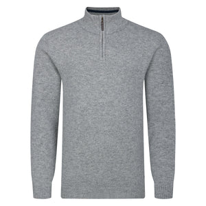 Mens Lambswool ¼ Zip Jumper - Silver