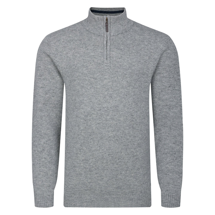 Mens Lambswool ¼ Zip Jumper - Silver