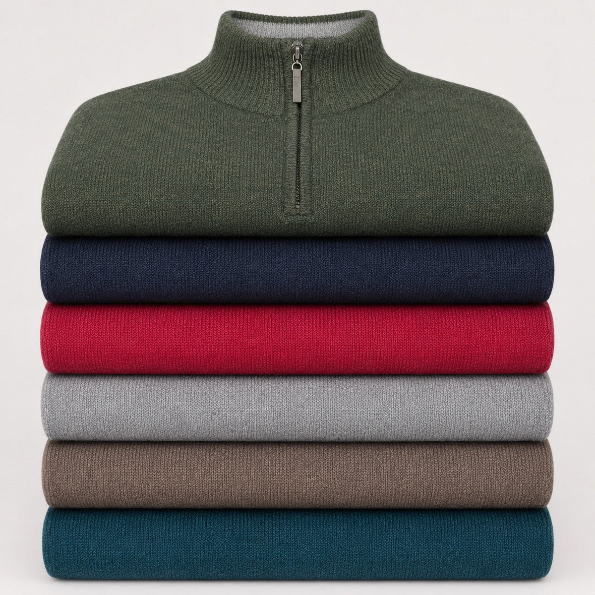 Mens Lambswool ¼ Zip Jumper - Thyme