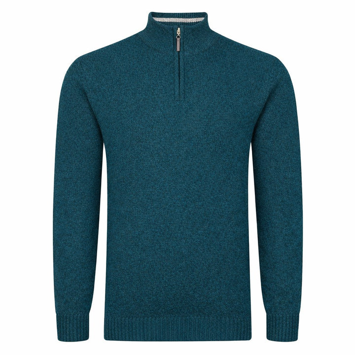 Mens Lambswool ¼ Zip Jumper - Teal