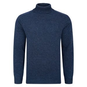 Mens Lambswool Roll Neck Jumper - Navy