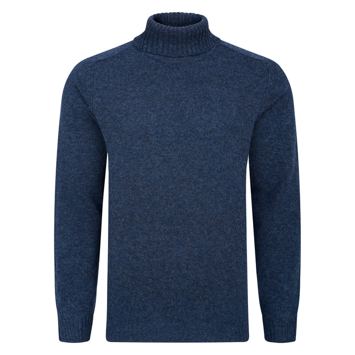 Mens Lambswool Roll Neck Jumper - Navy