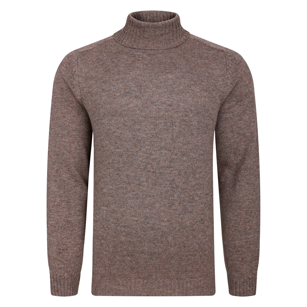Mens Lambswool Roll Neck Jumper - Taupe