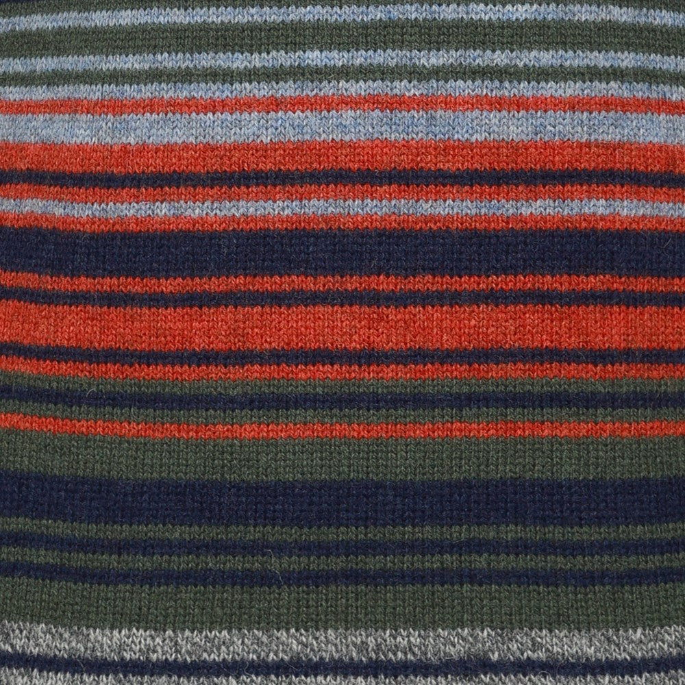 Mens Striped Crew Neck Jumper - Navy