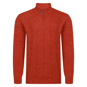 Mens Cable ¼ Zip Jumper - Ember