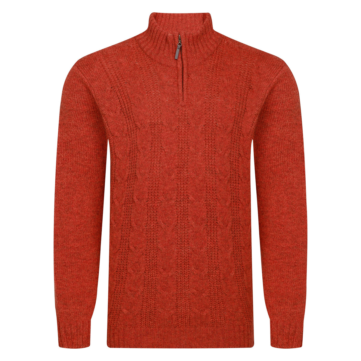 Mens Cable ¼ Zip Jumper - Ember
