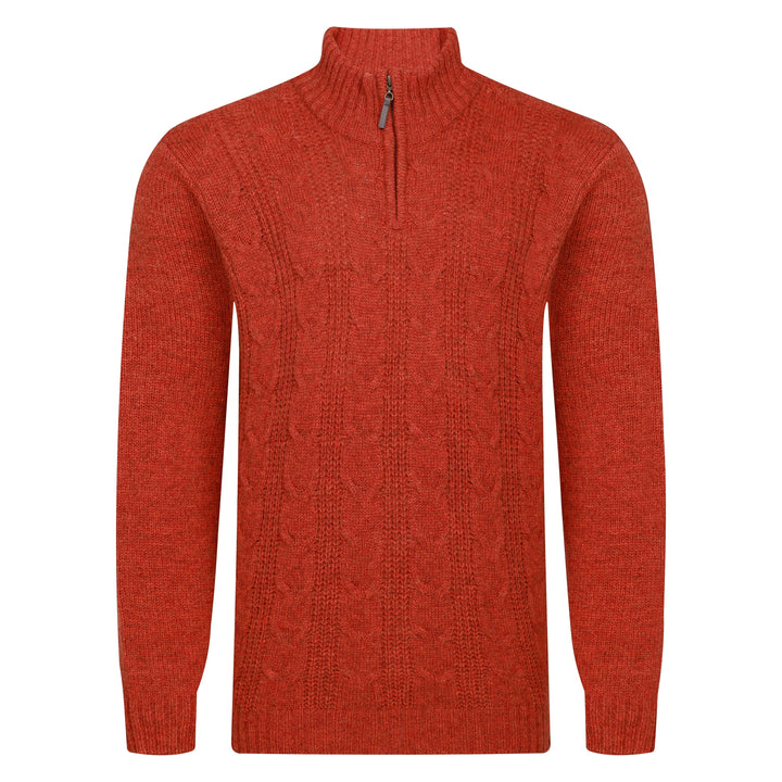 Mens Cable ¼ Zip Jumper - Ember