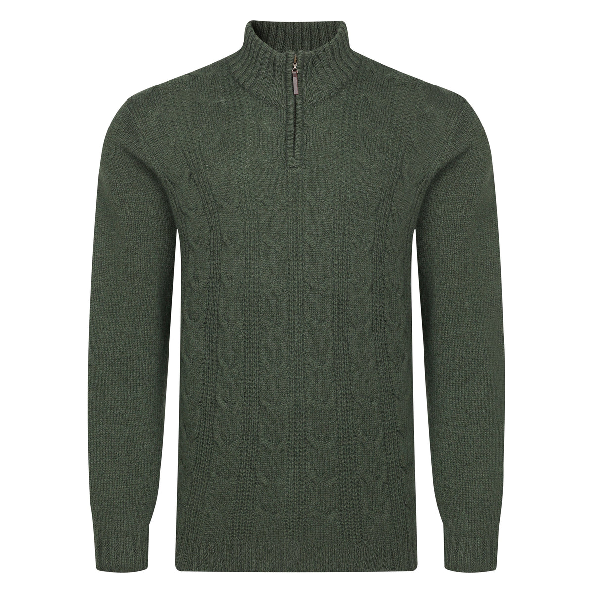 Mens Cable ¼ Zip Jumper - Forest