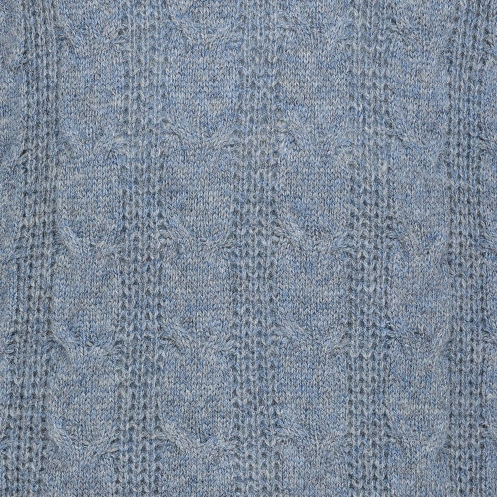 Mens Cable ¼ Zip Jumper - Misty Blue