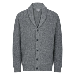 Mens Ribbed Shawl Cardigan - Grey Marl